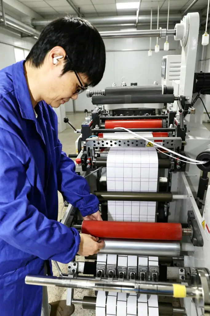 worker is doing die cutting.