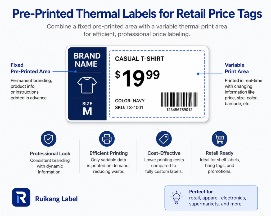 Retail Price Tags: Common Solutions, Use Cases, and Buying Tips for Retail Stores pre printed thermal labels for retail price tags diagram